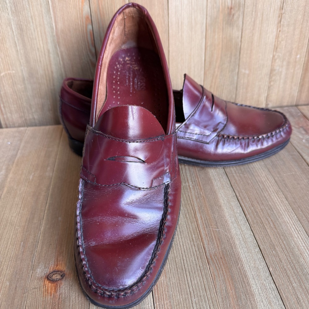 GH Bass Weejuns Logan Burgundy Leather Penny Loafers Mens 10.5 B